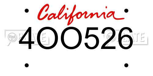 4OO526 California License Plate
