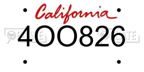 4OO826 California License Plate