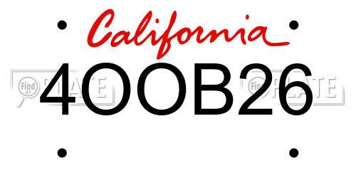 4OOB26 California License Plate