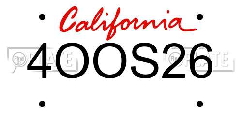 4OOS26 California License Plate