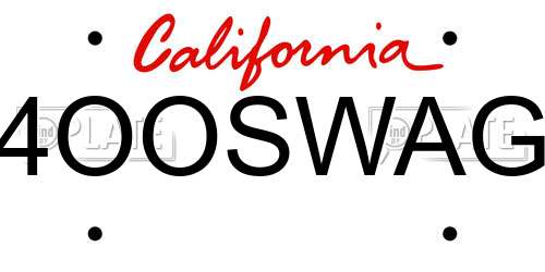 4OOSWAG California License Plate
