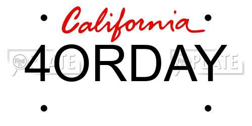 4ORDAY California License Plate