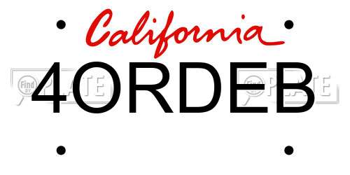 4ORDEB California License Plate