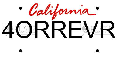 4ORREVR California License Plate