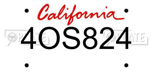 4OS824 California License Plate