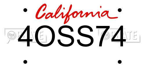 4OSS74 California License Plate