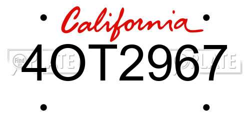 4OT2967 California License Plate