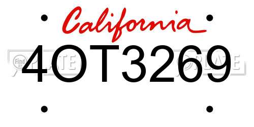 4OT3269 California License Plate