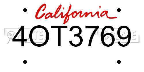 4OT3769 California License Plate