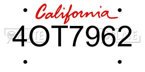 4OT7962 California License Plate