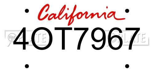 4OT7967 California License Plate