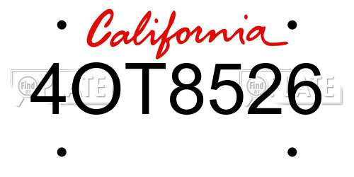 4OT8526 California License Plate
