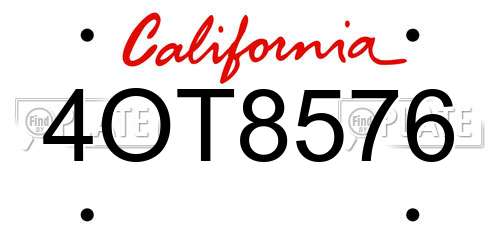 4OT8576 California License Plate