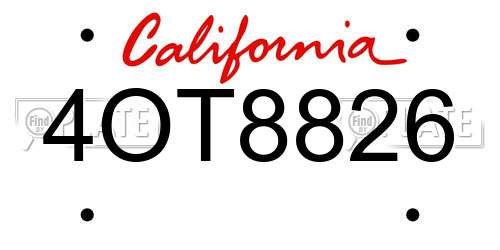 4OT8826 California License Plate