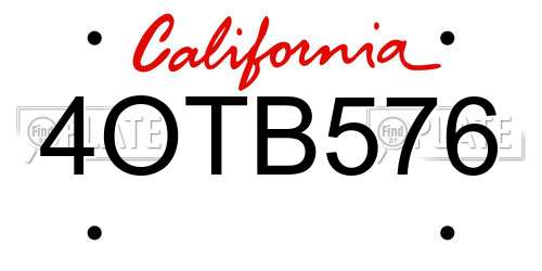 4OTB576 California License Plate