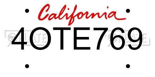 4OTE769 California License Plate