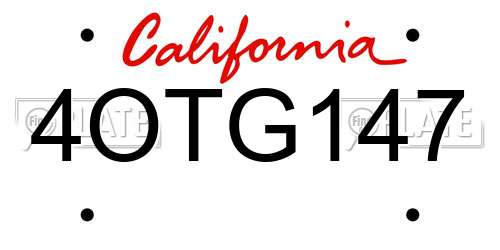 4OTG147 California License Plate