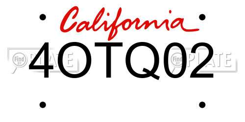 4OTQ02 California License Plate