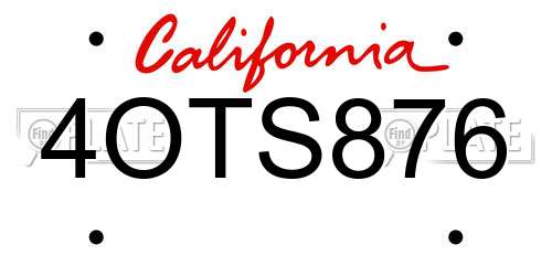 4OTS876 California License Plate