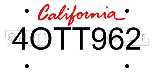 4OTT962 California License Plate