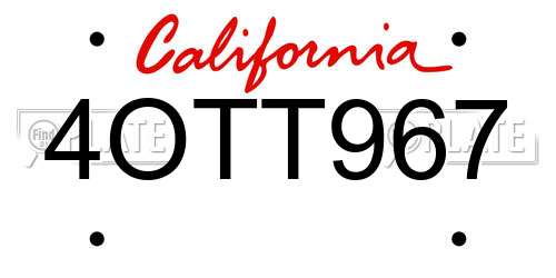4OTT967 California License Plate