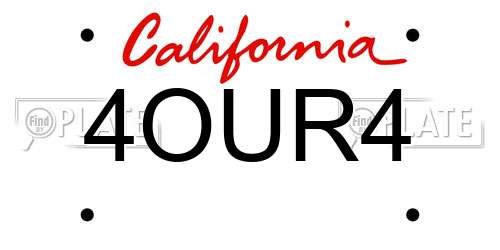 4OUR4 California License Plate