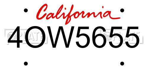4OW5655 California License Plate