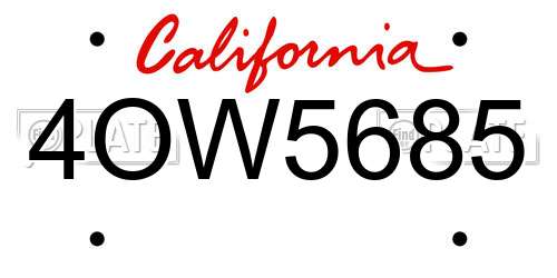 4OW5685 California License Plate