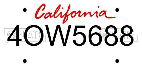 4OW5688 California License Plate