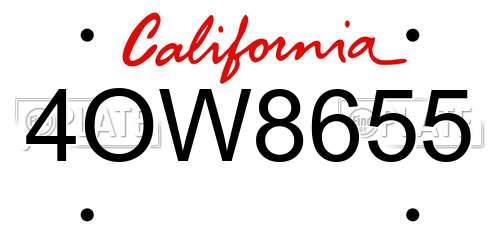4OW8655 California License Plate