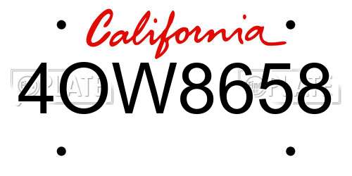 4OW8658 California License Plate