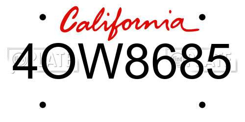 4OW8685 California License Plate