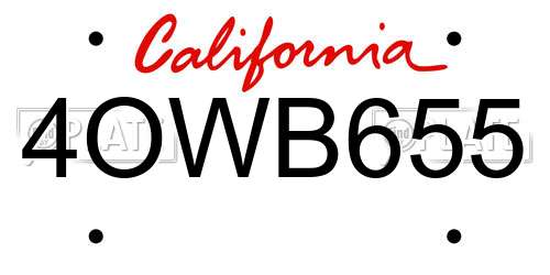 4OWB655 California License Plate