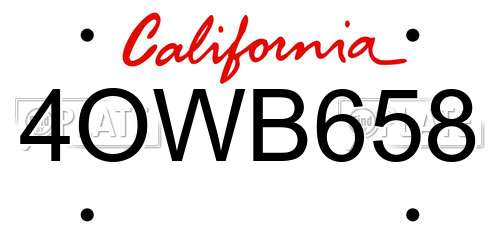 4OWB658 California License Plate