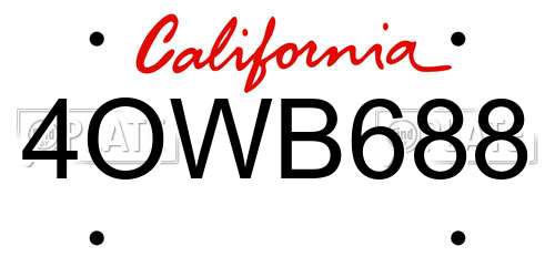 4OWB688 California License Plate