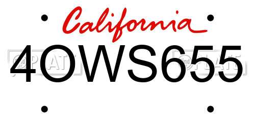 4OWS655 California License Plate
