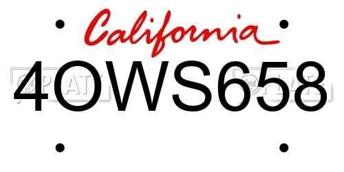 4OWS658 California License Plate