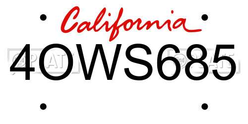 4OWS685 California License Plate