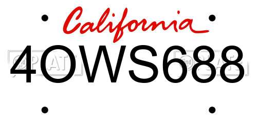 4OWS688 California License Plate