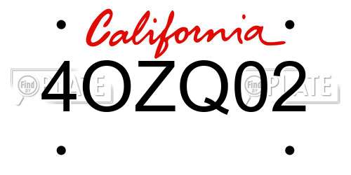 4OZQ02 California License Plate