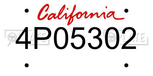 4P05302 California License Plate