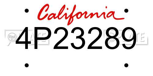 4P23289 California License Plate