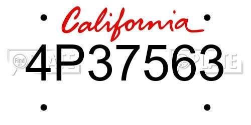 4P37563 California License Plate