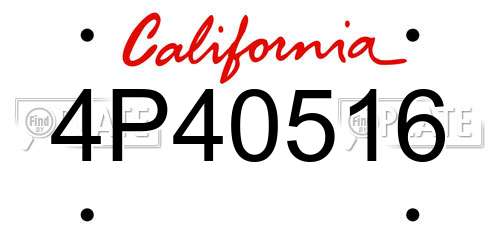 4P40516 California License Plate
