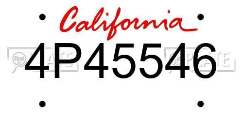 4P45546 California License Plate