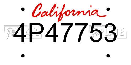 4P47753 California License Plate