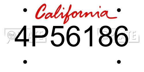 4P56186 California License Plate