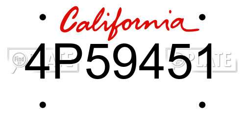4P59451 California License Plate