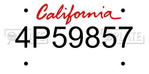 4P59857 California License Plate