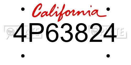 4P63824 California License Plate
